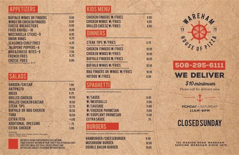 Menu — Wareham House Of Pizza