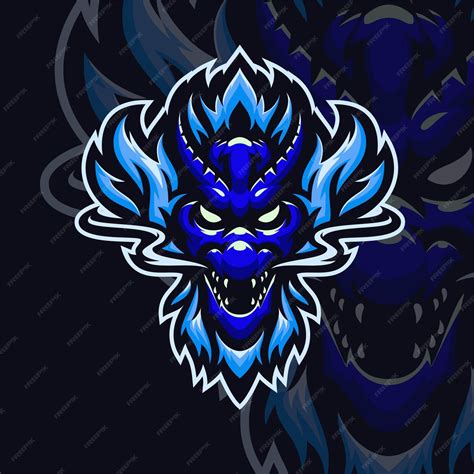 Premium Vector | Blue dragon mascot logo esport ptemium vector