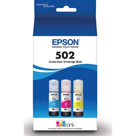 Epson 502 EcoTank Color Combo Pack Auto-Stop Ink Bottles