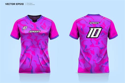 Premium Vector | Purple sport jersey with pink camouflage design and ...