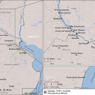 Map of Pampean fossiliferous localities referred by Santiago Roth in... | Download Scientific ...