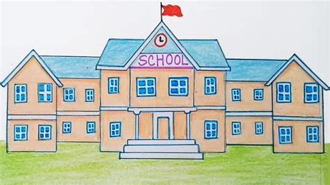 How To Draw A School Building 4k School Building School Drawing | Images and Photos finder