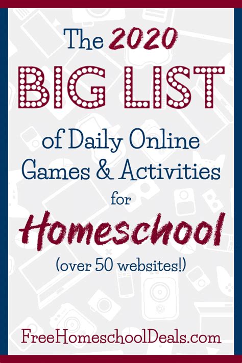 Big List of 50+ FREE Online Games & Activities for Homeschoolers ...