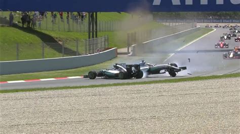 Image - Lewis Hamilton and Nico Rosberg crash 2016 Spanish Grand Prix ...