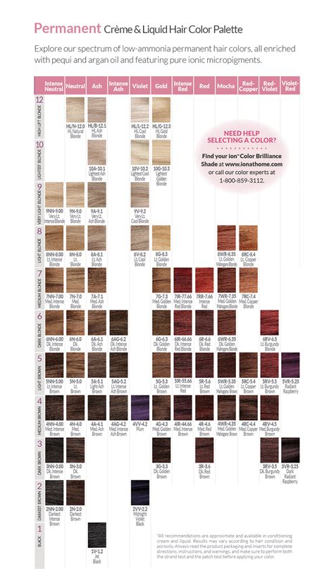 Permanent Color Chart - Ion At Home | Hair color chart, Ion hair color chart, Hair color