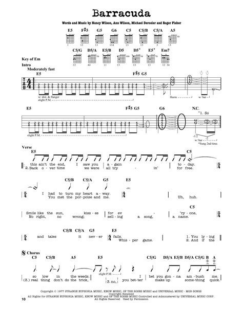 Barracuda by Heart - Guitar Lead Sheet - Guitar Instructor