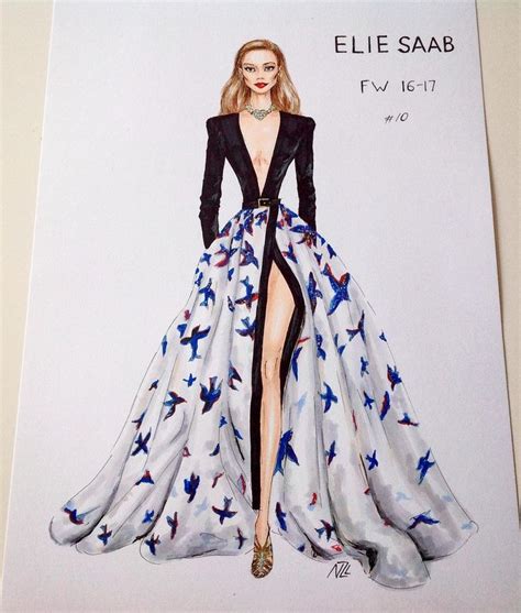 #nataliazorinliu #fashion #fashionillustration #eliesaab #luxury #desi… | Dress design sketches ...