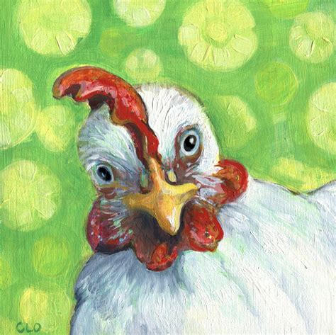 Whimsical Bird Art Henrietta Hen Chicken Art Fun Art | Etsy