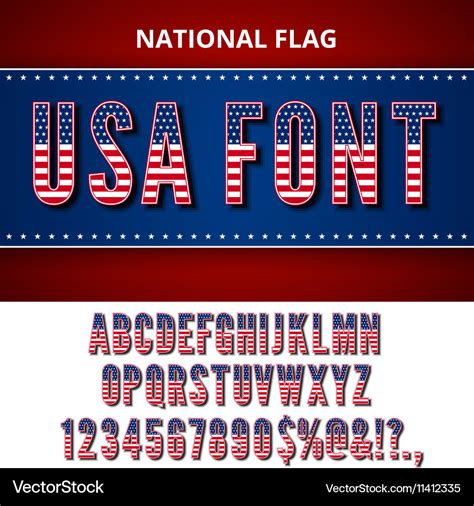 Usa flag font Royalty Free Vector Image - VectorStock