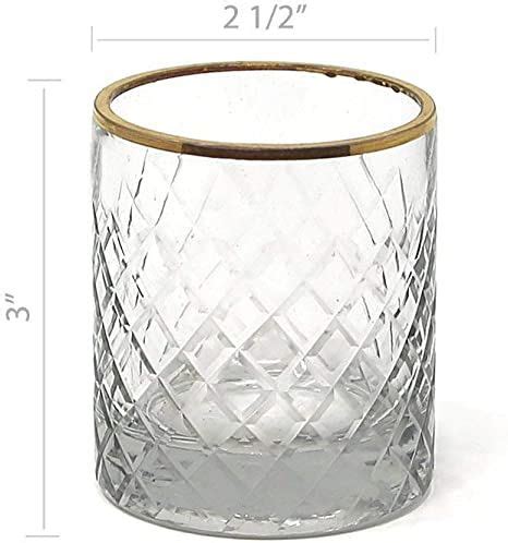 Serene Spaces Living Glass Votive Holders with Gold Rim, Ideal for Wedding Decorations, Parties ...