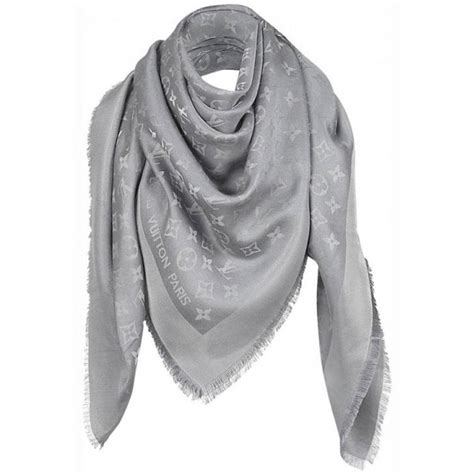 Louis Vuitton Monogram Scarf Grey Silk ref.81655 - Joli Closet