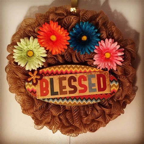 Blessed & highly favored! 20 inch Natural Burlap/Deco Mesh blend with ...