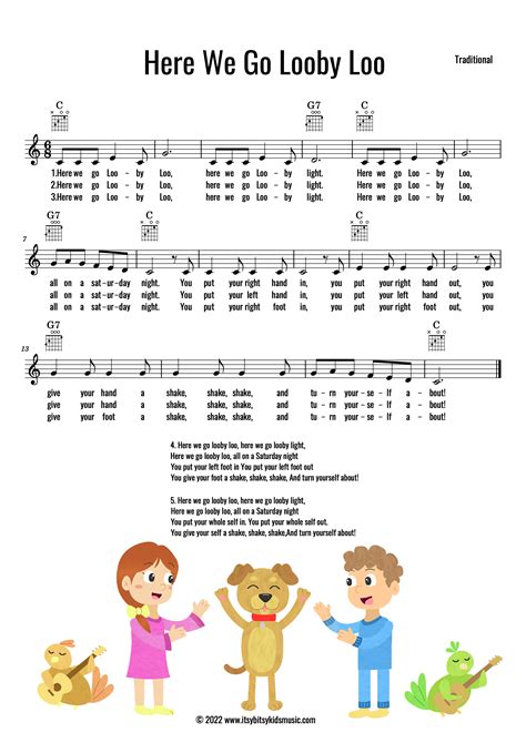 Here We Go Looby Loo Sheet Music With Chords And Lyrics