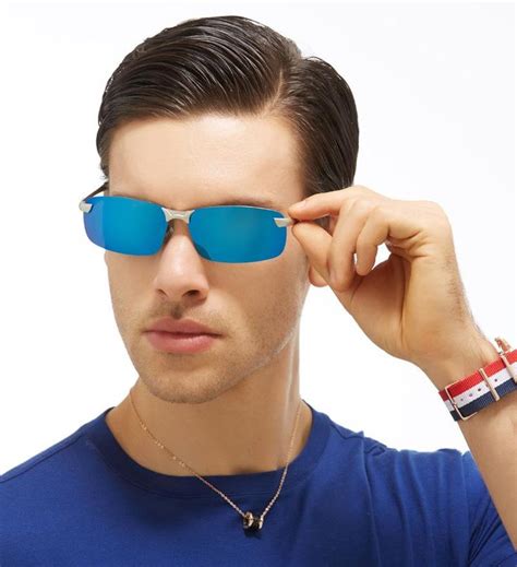 Orange Mens Uv400 Polarized Sunglasses Sports Driving Mirrored Rimless ...