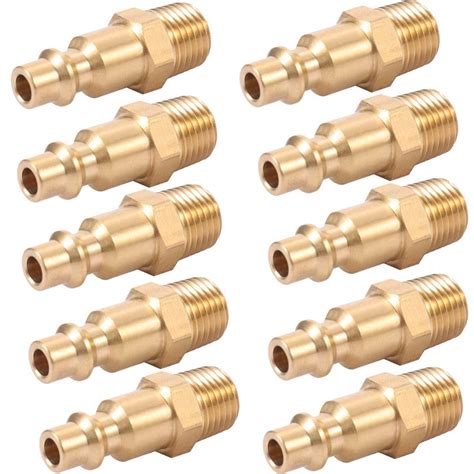 Buy Brass 1/4-Inch NPT Male Industrial Air Hose Quick Connect Adapter ...