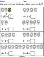 Pre-K Subtraction Math Worksheets - Twisty Noodle - Worksheets Library