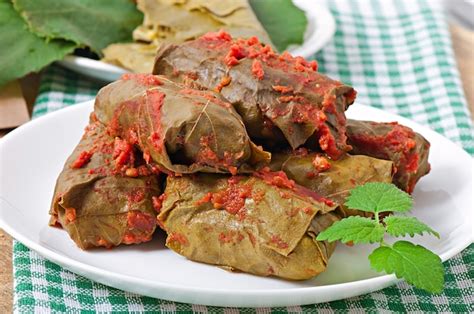 Premium Photo | Dolma, stuffed grape leaves, turkish and greek cuisine