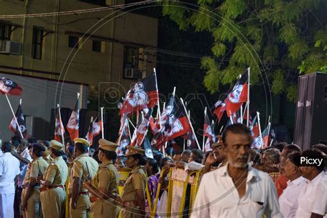 Image of ADMK Party cadres with ADMK Flag for loksabha election ...