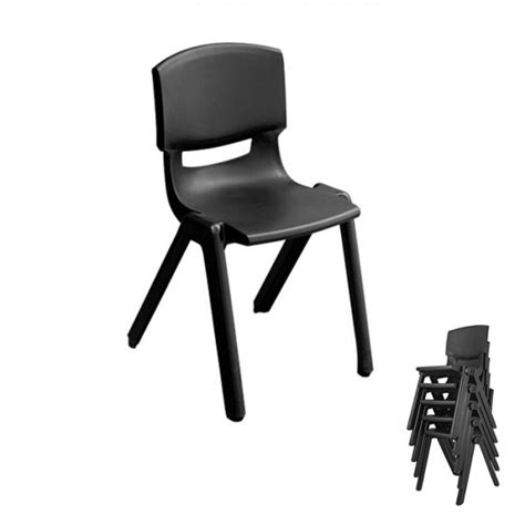 Black Academy School Chair Plastic Stackable Chairs Optional Linking ...