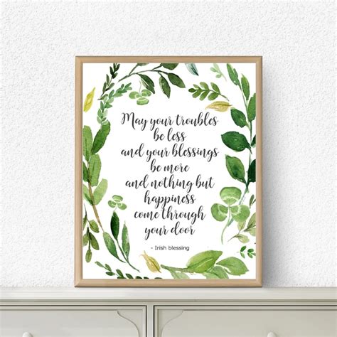 Irish Blessing Quote Wall Art Canvas Print and Poster Watercolor Green ...