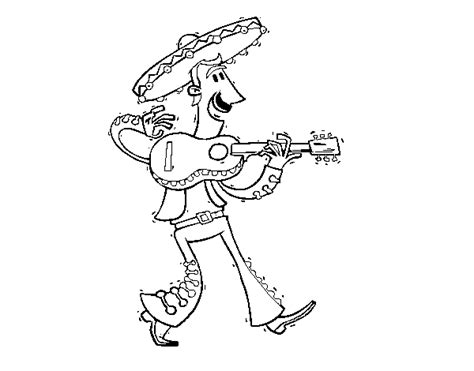 Mariachi with guitar coloring page - Coloringcrew.com