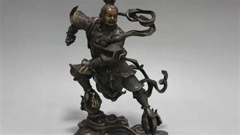 Chinese mythology copper bronze Buddha NeZha Valkyrie Warrior statue sculpture-in Statues ...