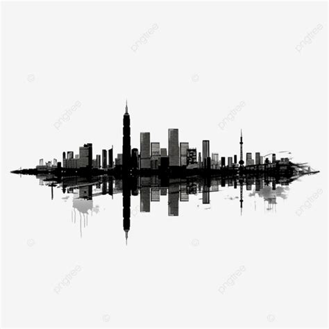 Seoul City Skyline Black And White Silhouette, Seoul, Skyline, City PNG ...