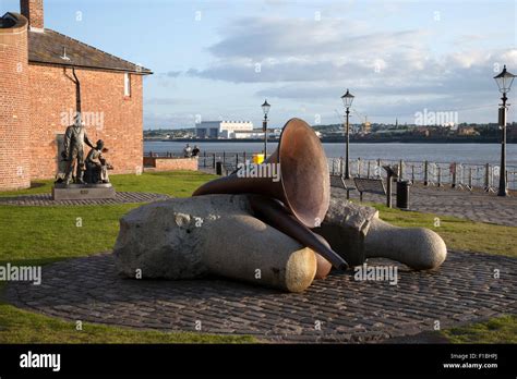 Sculptures outside Tate Museum, Albert Docks, Liverpool, England, UK ...