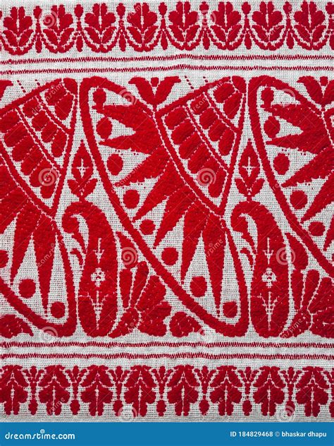 Assamese Gamusa ( Gamocha , Gamosa) Textile Design Background . Gamusa ...