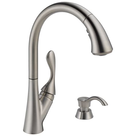 Single Handle Pull-Down Kitchen Faucet with Soap Dispenser in Stainless 19922-SSSD-DST | Delta ...