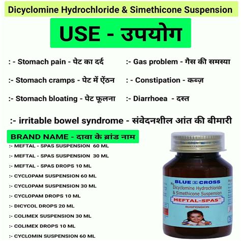 Dicyclomine Hydrochloride & Simethicone Suspension || Meftal-Spas syrup Uses Dosage Side Effects ...