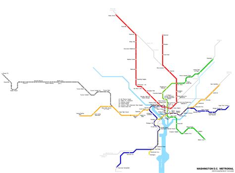 Large detailed metro map of Washington D.C.. Washington D.C. large detailed subway map | Vidiani ...