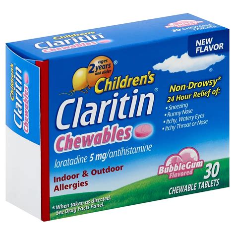 Claritin Children's 24-Hour Non-Drowsy 5 mg Loratadine Antihistamine ...