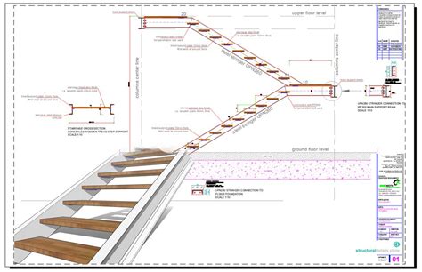 Double Stringer Steel Staircase Detail with Concealed Tread Step