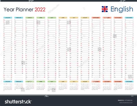 Planner Calendar 2022 Wall Organizer Yearly Stock Vector (Royalty Free ...