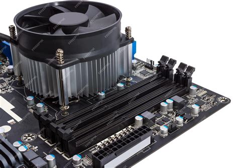 Premium Photo | Electronic collection Computer motherboard with CPU cooler