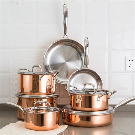 High Quality Cookware Set Non Stick Induction Cookware Copper Pots and Pans Set with Induction ...