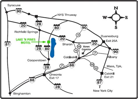 Directions - Lake N Pines Motel - Cooperstown