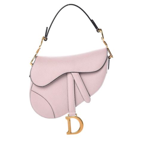 CHRISTIAN DIOR Grained Calfskin Mini Saddle Bag Light Pink 383315