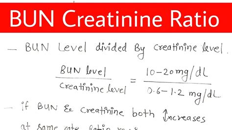 Bun creatinine ratio - YouTube