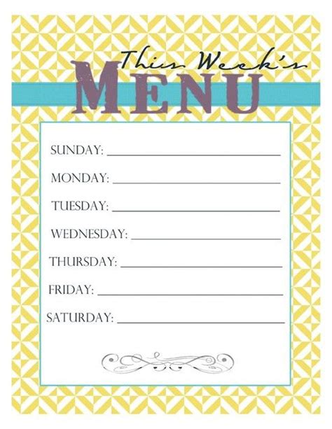 20 Free Menu Planner Printables | Menu planners, Menu and Weekly menu planners