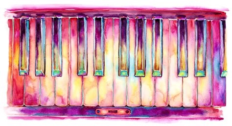 Two Octaves | Colorful Piano watercolor - colorful piano keyboard painting – Jamie Hansen Art