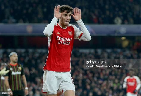 Kai Havertz of Arsenal celebrates 1st goal during the UEFA Champions ...