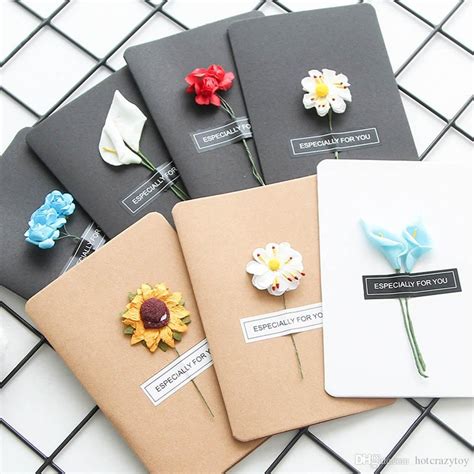 DIY Retro Paper Handmade Universal Dried Flower Birthday Card Folding ...