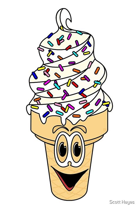 "Sprinkles Ice Cream Cone Cartoon" by Scott Hayes | Redbubble