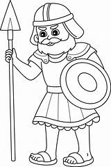 Goliath With Spear Isolated Coloring Page For Kids 21501748 Vector Art  sketch template