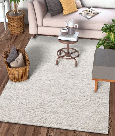 Well Woven Solid Color Ivory Soft Shag Area Rug 8x10 8x11 (7'10" x9'10) - Walmart.com