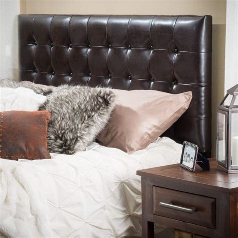 tufted bonded leather headboards with cushions and nightstand | Leather headboard, Upholstered ...