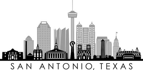 SAN ANTONIO USA Texas City Skyline Outline Silhouette Vector - Etsy