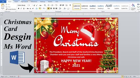 Word Tutorial:- Merry Christmas Card Design in Ms word | Ms word Design ...